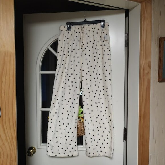 New Tommy Hilfiger Off White Starry Ditz Soft Fleece Pajama Set Women's Small - Picture 3 of 3